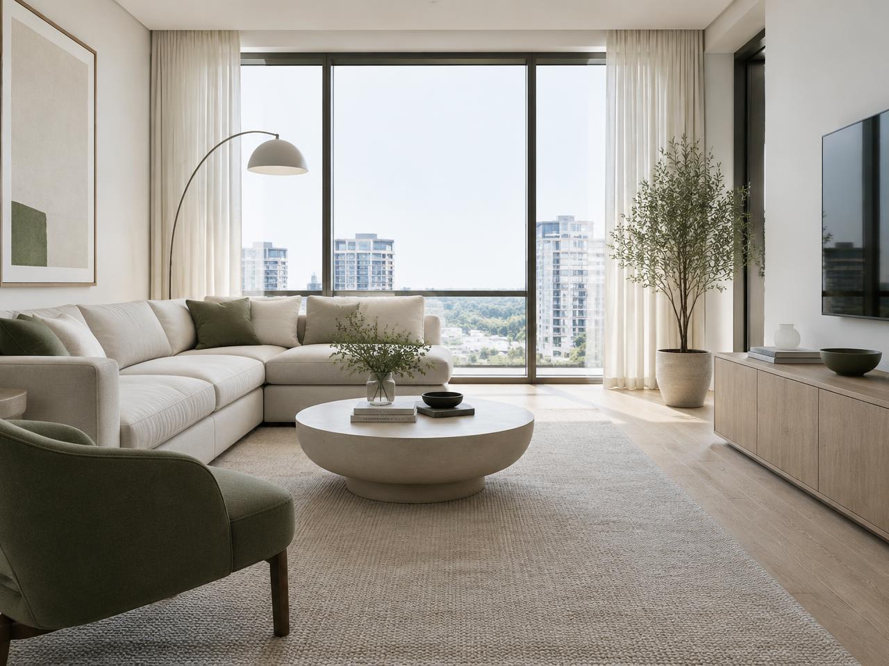 Minimal living room with natural light