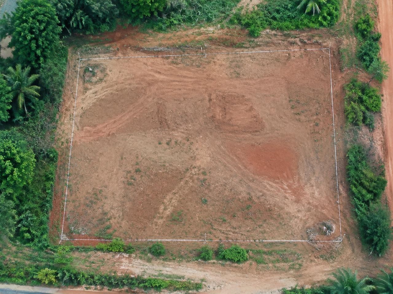 Aerial view of a surveyed land plot